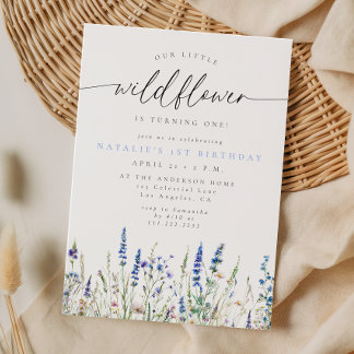 Whimsical Födelsedagsäng med Vilda Blommor Inbjudningar
