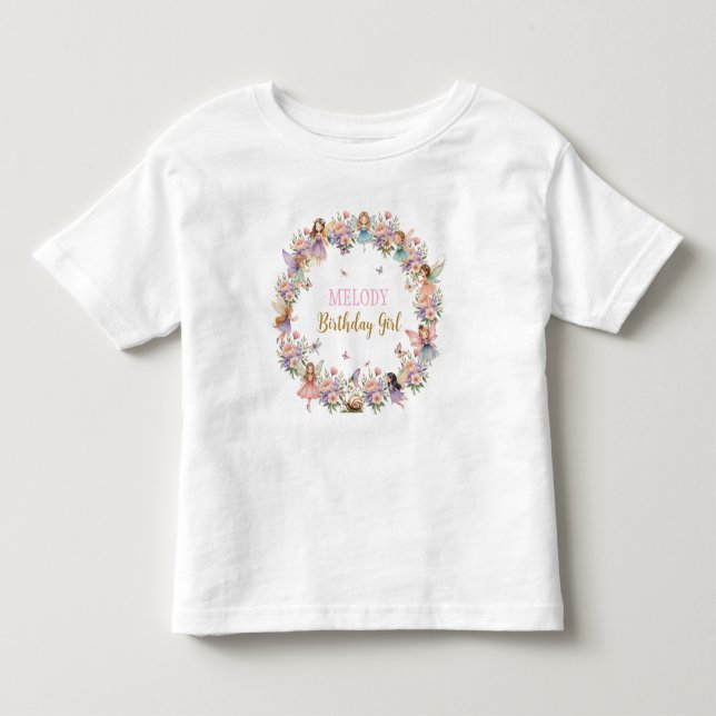 Whimsical födelsedagsfest för blomsterfée  t shirt (Framsida)