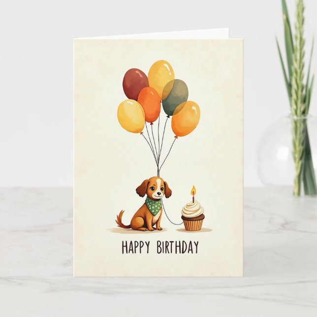 Whimsical Födelsedagskort för Hund Kort (Framsida)