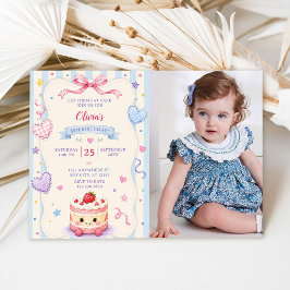Whimsical Födelselsekstår Cute Anpassad Färgrik Fo Inbjudningar