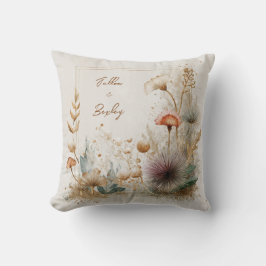 Whimsical Folk Art Blommigt Bröllop Kudde