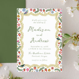 Whimsical Folk Art Floral Wedding Inbjudningar