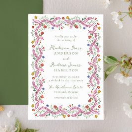 Whimsical Folk Art Floral Wedding Invitation Inbjudningar