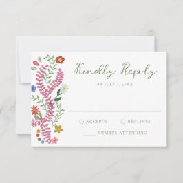 Whimsical Folk Art Floral Wedding OSA Kort