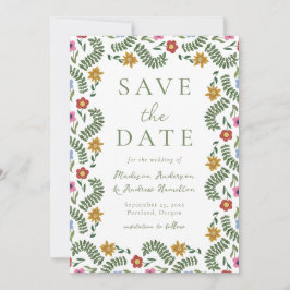 Whimsical Folk Art Floral Wedding Spara Datumet