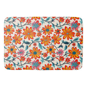 Whimsical Folk Art Flowers Badrumsmatta