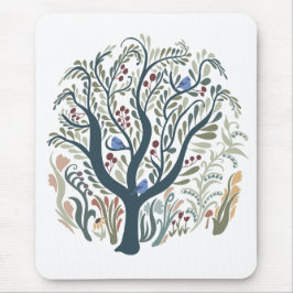 Whimsical Folk Art Forest Earth Tones Mousepad Musmatta