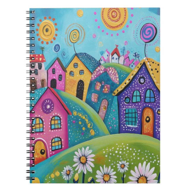 Whimsical Folk Art Houses Anteckningsbok (Framsidan)