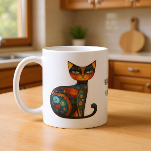 Whimsical Folk Art Katt: Jag fäller inte. Jag deko Kaffemugg