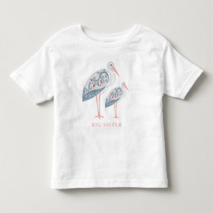 Whimsical Folk Art Stork Stor syster T Shirt