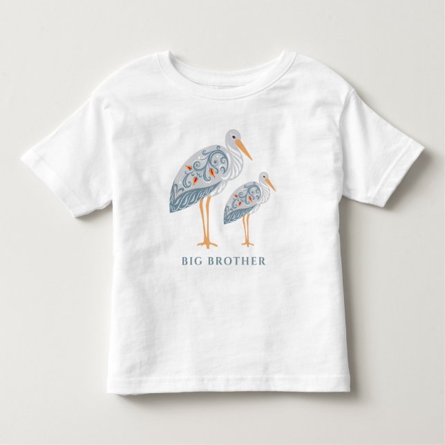 Whimsical Folk Art Stork | Storebror T Shirt (Framsida)