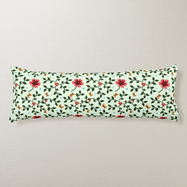 Whimsical Folk Blommönster Fjäril  Kroppskudde (Framsidan)