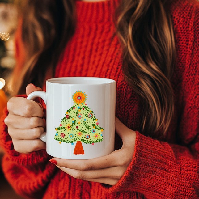 Whimsical Folk Julgran Helgdag Kaffemugg (Whimsical Folk Christmas Tree Holiday Coffee Mug
)