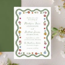 Whimsical Folkkonst Blommig Bröllop