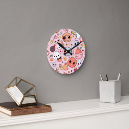 Whimsical Foodie-monsters Ansikten Rund Klocka