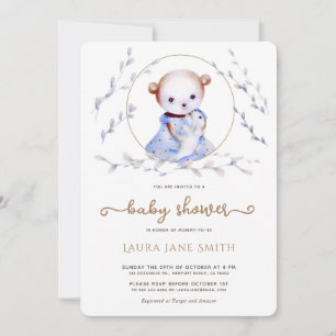 Whimsical Forest Bear Girl Baby Shower-inbjudan Inbjudningar