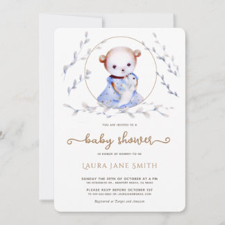 Whimsical Forest Bear Girl Baby Shower-inbjudan Inbjudningar