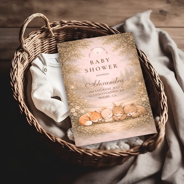 Whimsical Forest Friends Baby Shower Inbjudningar (Skapare uppladdad)