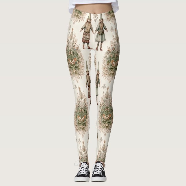Whimsical Forest Gnomes & Botanical (1) Leggings (Framsida)