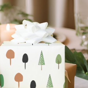 Whimsical Forest Minimalistisk Träd Mönster Presentpapper