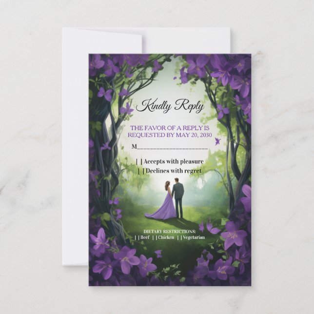Whimsical Förtrollad Trädgård RSVP-kort Inbjudningar (Framsida)