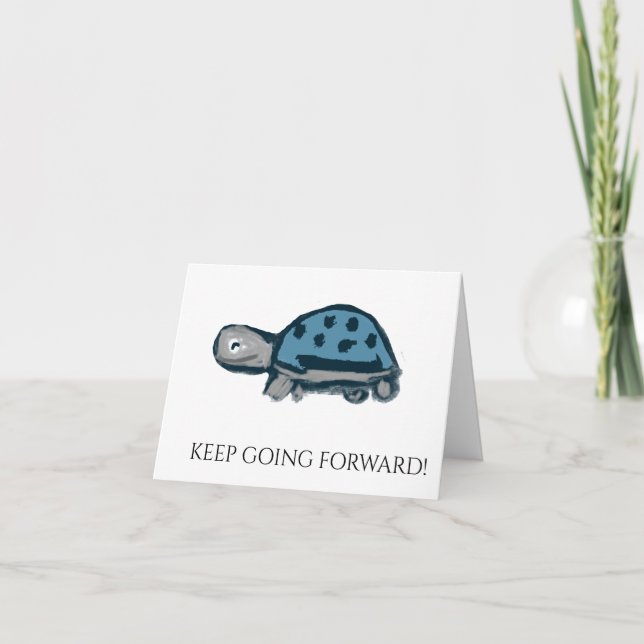 Whimsical "Fortsätt Framåt" Sköldpadda Tack Kort (Framsida)