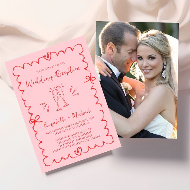 Whimsical Foto Bröllopsmottagning Inbjudningar (Whimsical Photo Wedding Reception Invitation)