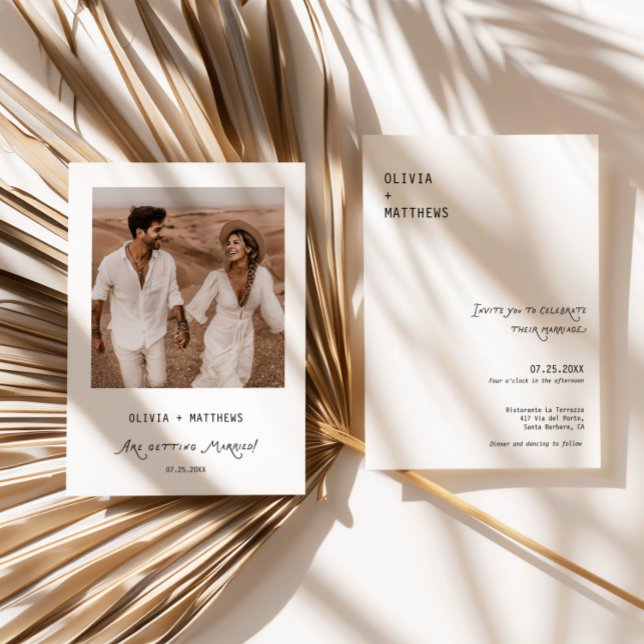 Whimsical Fotobryllopsinbjudan Modern Minimalistis Inbjudningar (whimsical wedding invite, photo wedding invitation, minimalist wedding invite, modern wedding invita)