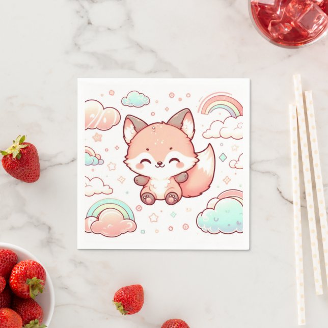 Whimsical Fox Baby Shower Pappersservett (Insitu)