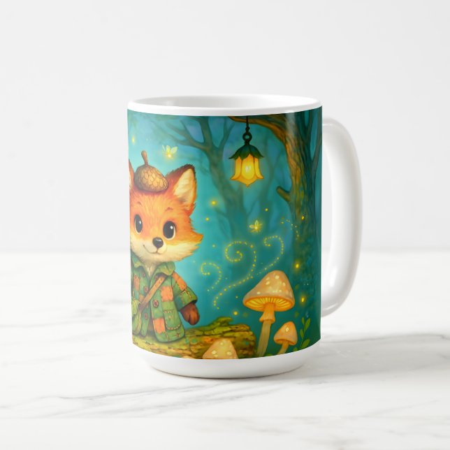 Whimsical Fox Explorer Art Kaffemugg (Framsida höger)