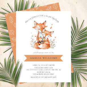 Whimsical Fox Family Baby Shower-inbjudan Inbjudningar