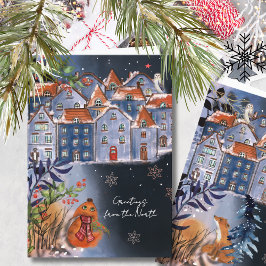 Whimsical Fox Greetings from the Nordic Village Helgkort