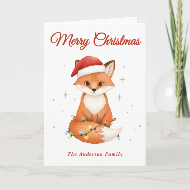 Whimsical Fox Jul Helgkort (Framsida)