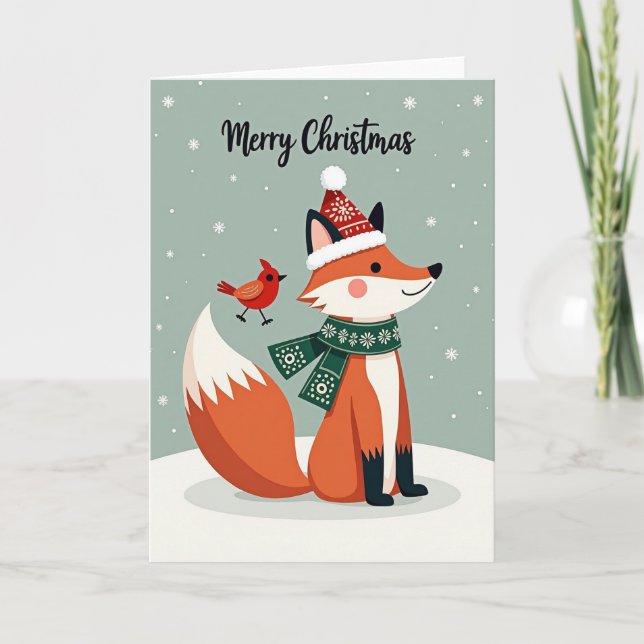 Whimsical Fox Julkort Kort (Framsida)
