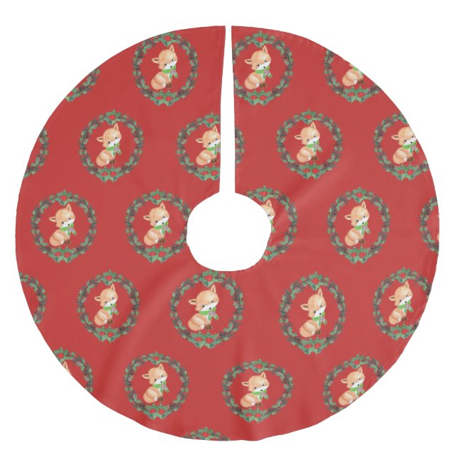 Whimsical Fox Krans Julgransmatta Borstad Polyester (Framsidan)