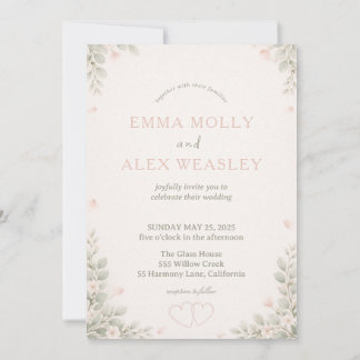 Whimsical Fox & Pastel Floral Wedding Invitation Inbjudningar