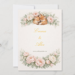 Whimsical Fox & Pastell Blommig Bröllopsinbjudan Inbjudningar