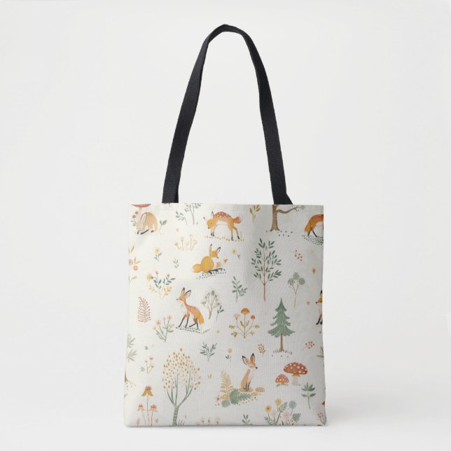 "Whimsical Fox Tote Bag" Tygkasse (Framsida)