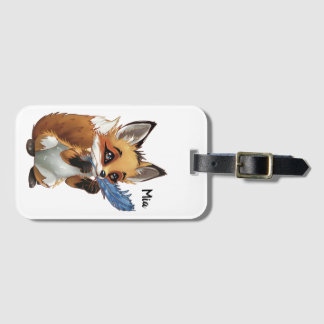 Whimsical Fox with a Feather Bagagebricka