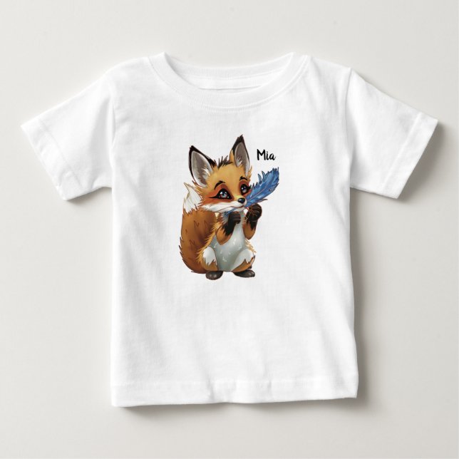 Whimsical Fox with a Feather T Shirt (Framsida)