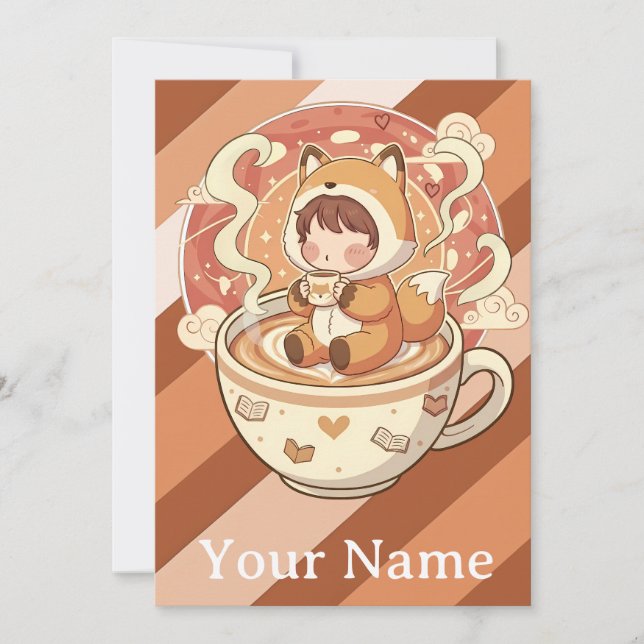  Whimsical Fox's Cozy Read Greeting Card Julkort (Framsida)