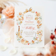 Whimsical fransk blomster handritad höstbröllop