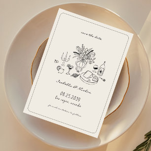 Whimsical Fransk Bröllopsinbjudan Spara Datum Datumet
