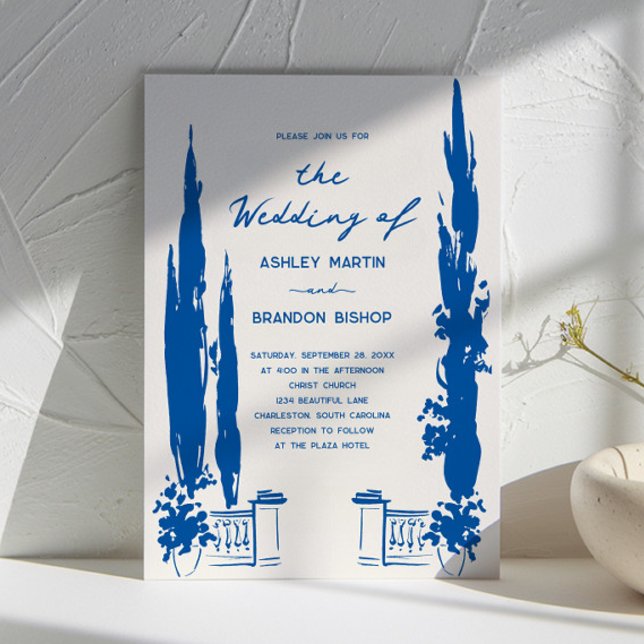 Whimsical French Blue Garden Pastoral Wedding  Inbjudningar (Skapare uppladdad)