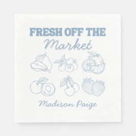 Whimsical Fresh Off The Market Blå Bröllopsdusch Pappersservett