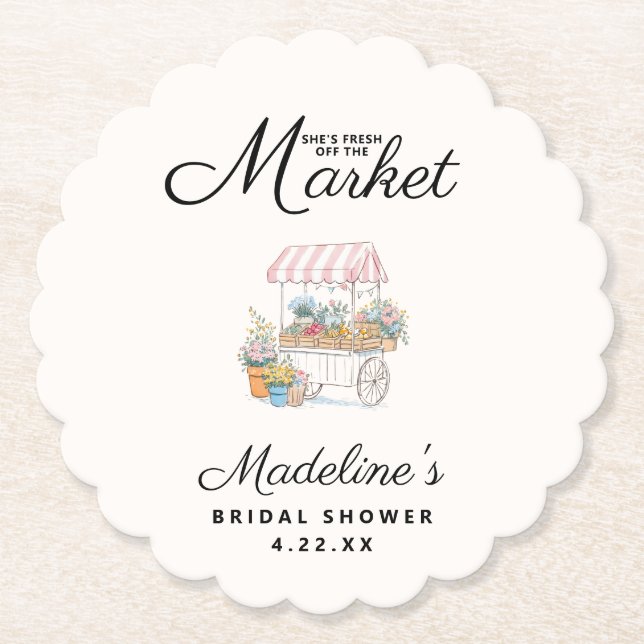 Whimsical Fresh Off The Market Bridal Shower  Underlägg Papper (Framsida)
