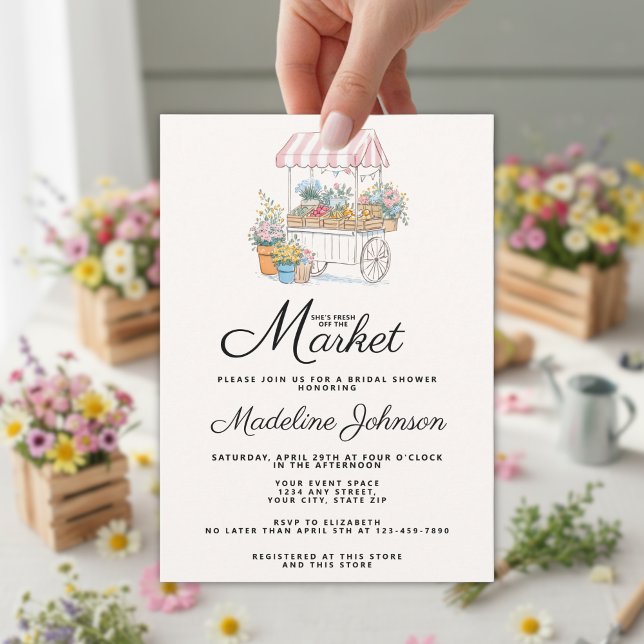 Whimsical Fresh Off The Market Bröllopsdusch  Inbjudningar (Skapare uppladdad)
