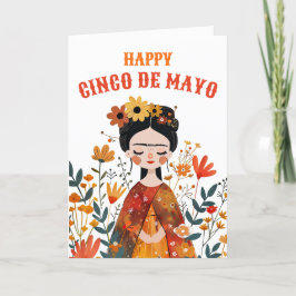 Whimsical Frida Kahlo Lycklig Cinco de Mayo Helgkort