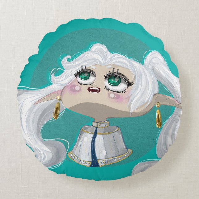 Whimsical Frieren Rund Kudde (Framsidan)