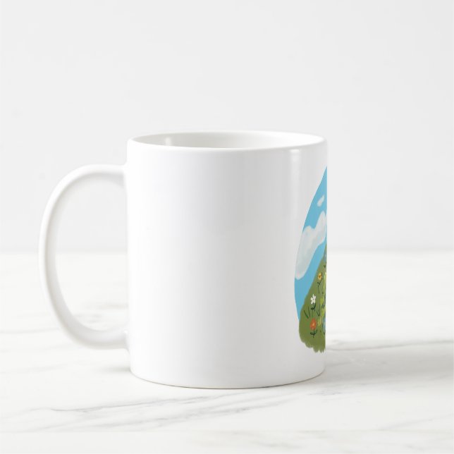 Whimsical Frog Chilling On The Hill Illustration Kaffemugg (Vänster)